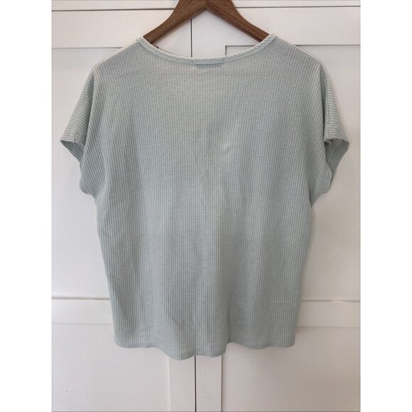 Waffle Button Front Top Blouse Womens Small Tie Front - Picture 7 of 8